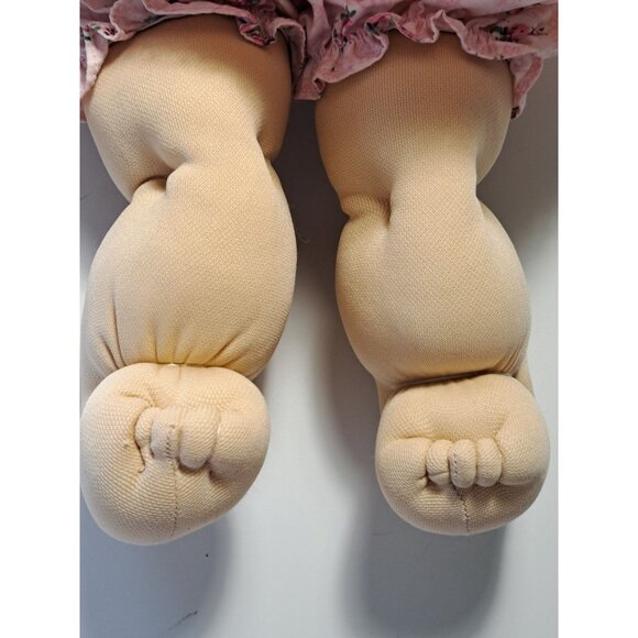 Vintage Cabbage Patch Kids Doll With Pink Floral Dress 1985 Brown Hair Collect - Picture 5 of 12